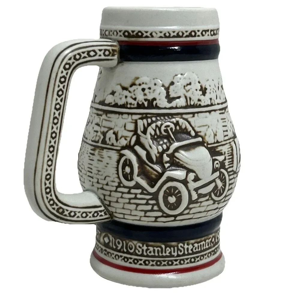 Avon Beer Small Mug Stein 1982 Cars Ford Model T Bugatti Stanley Steamer MG 5 in